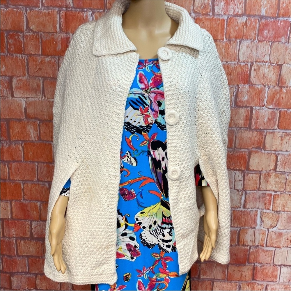 Handmade Vintage Cream Sweater Knit Cape